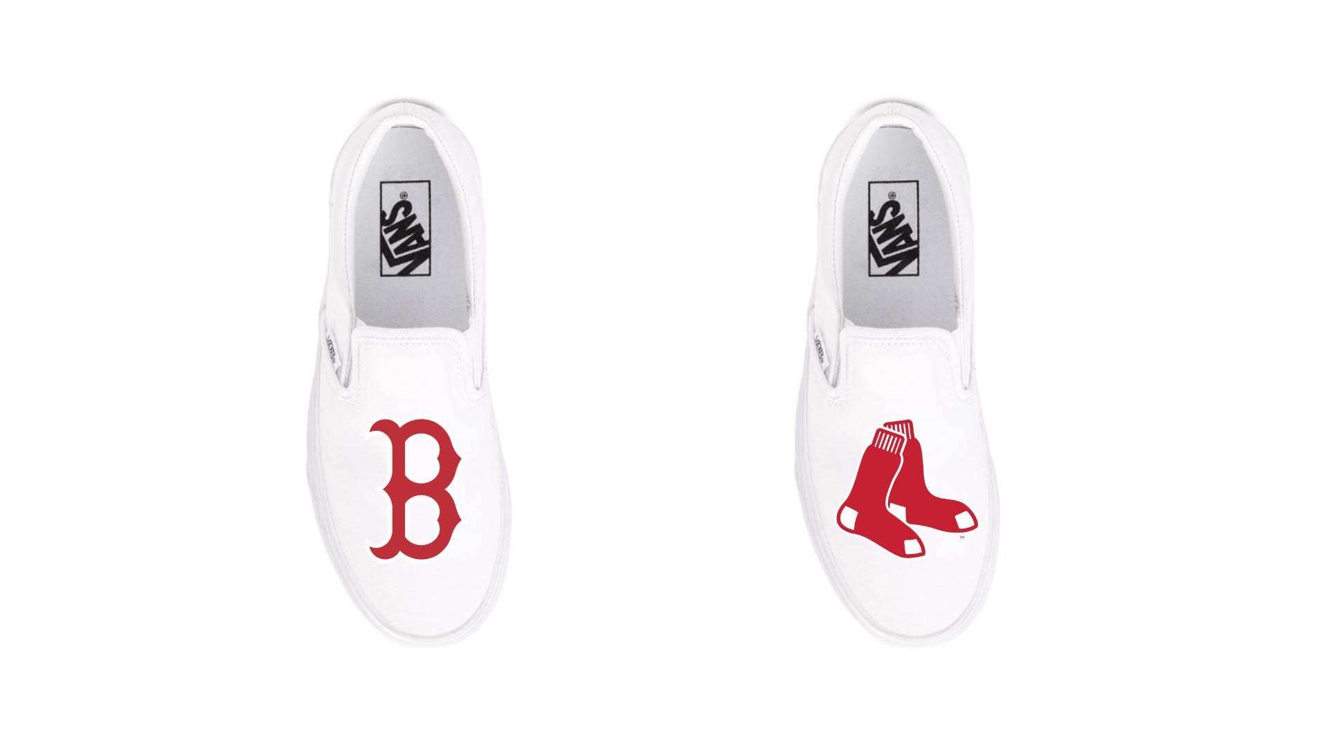 Vans x MLB Boston Red Sox Classic Slip-On Shoes Size 11 Boston Red Sox Adult Vans Slip-on Sneakers - Etsy main image 2