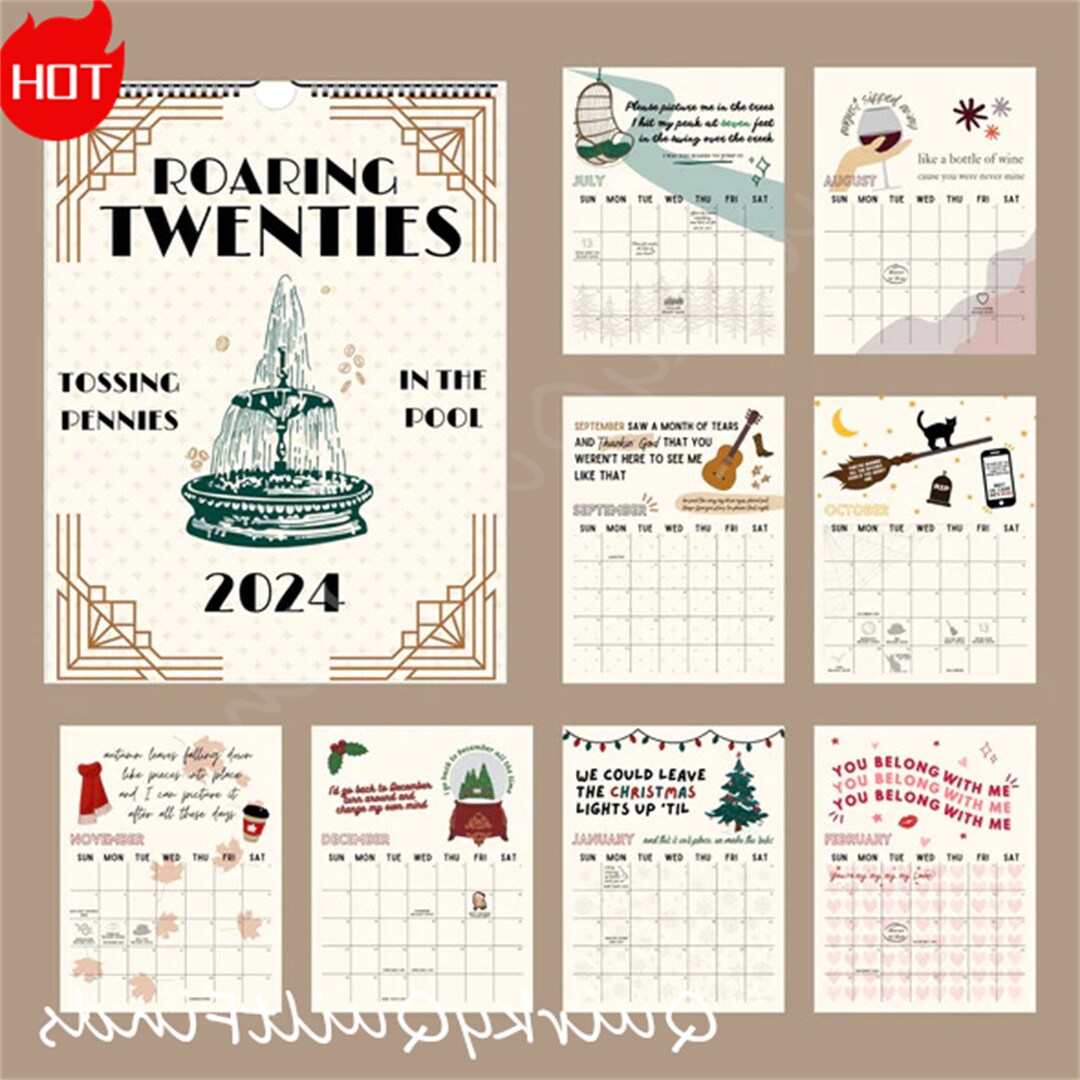 2024 Taylor Swift Roaring Twenties Calendar Swiftie Eras Tour Gift for