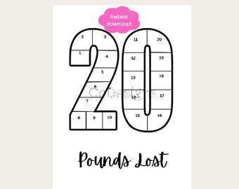 2024 "20 Pounds Lost" Weight Loss Tracker Health Journey Printable Coloring Page