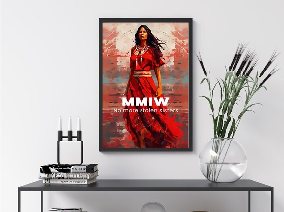 mmiw red dress art MMIW Tribute Art: Native American Woman in Red Dress (digital Download)