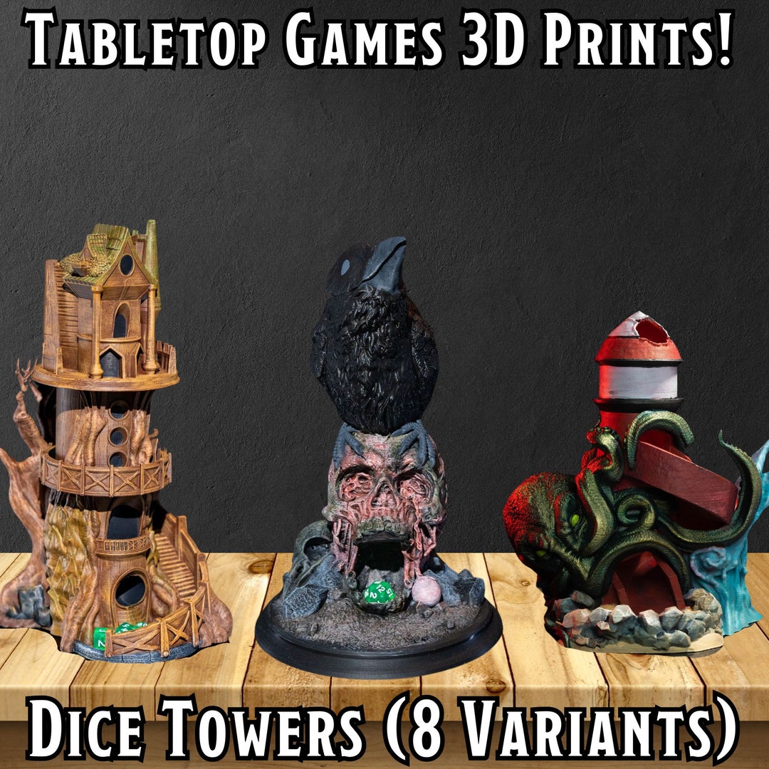 Dice Towers for Tabletop Games 8 Variations 3D Printed Tabletop Gaming Accessories Raven's Feast