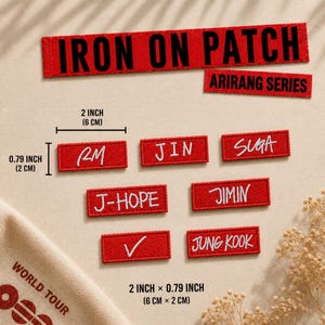 BTS Arirang Series Embroidered Iron On Patch (RM, Jin, Suga, J-Hope, Jimin, Jungkook)