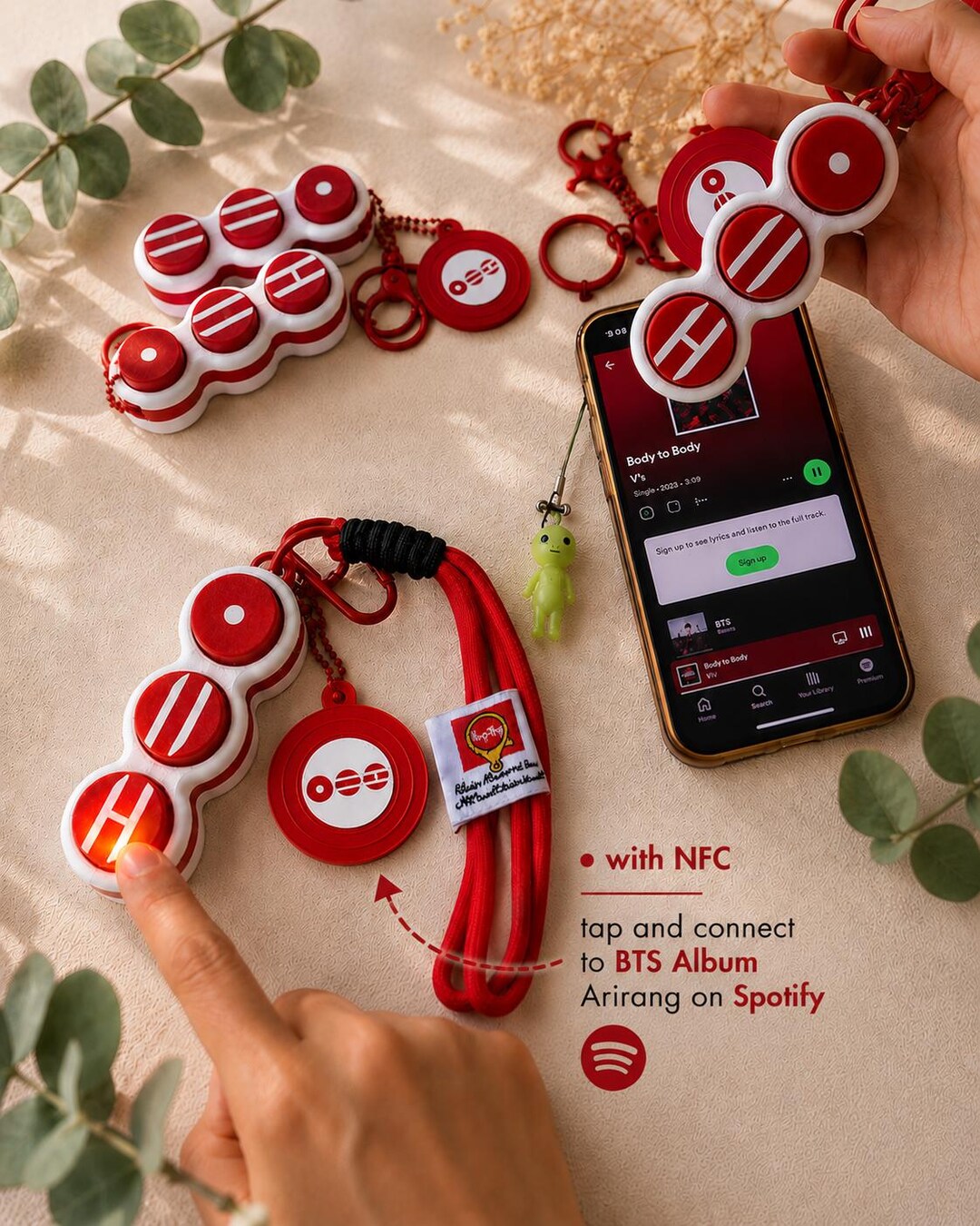 BTS Arirang LED Clicker Keychain With NFC – K-pop Fidget Toy for