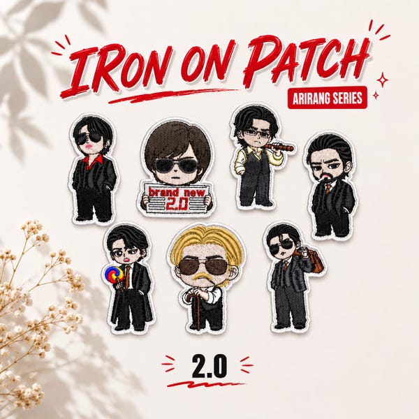 BTS 2.0 Inspired Embroidered Patch – Kawaii Iron-On Applique for Bags, Jackets