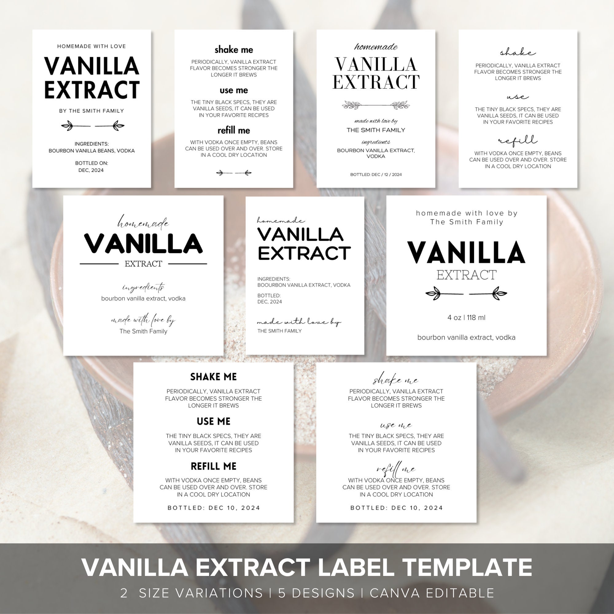 Simple Homemade Vanilla Extract Label Template, Canva, Food Label ...