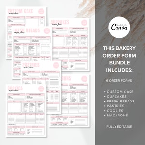 Editable Bakery Order Forms Bundle Canva Template, Bakery Business Form ...