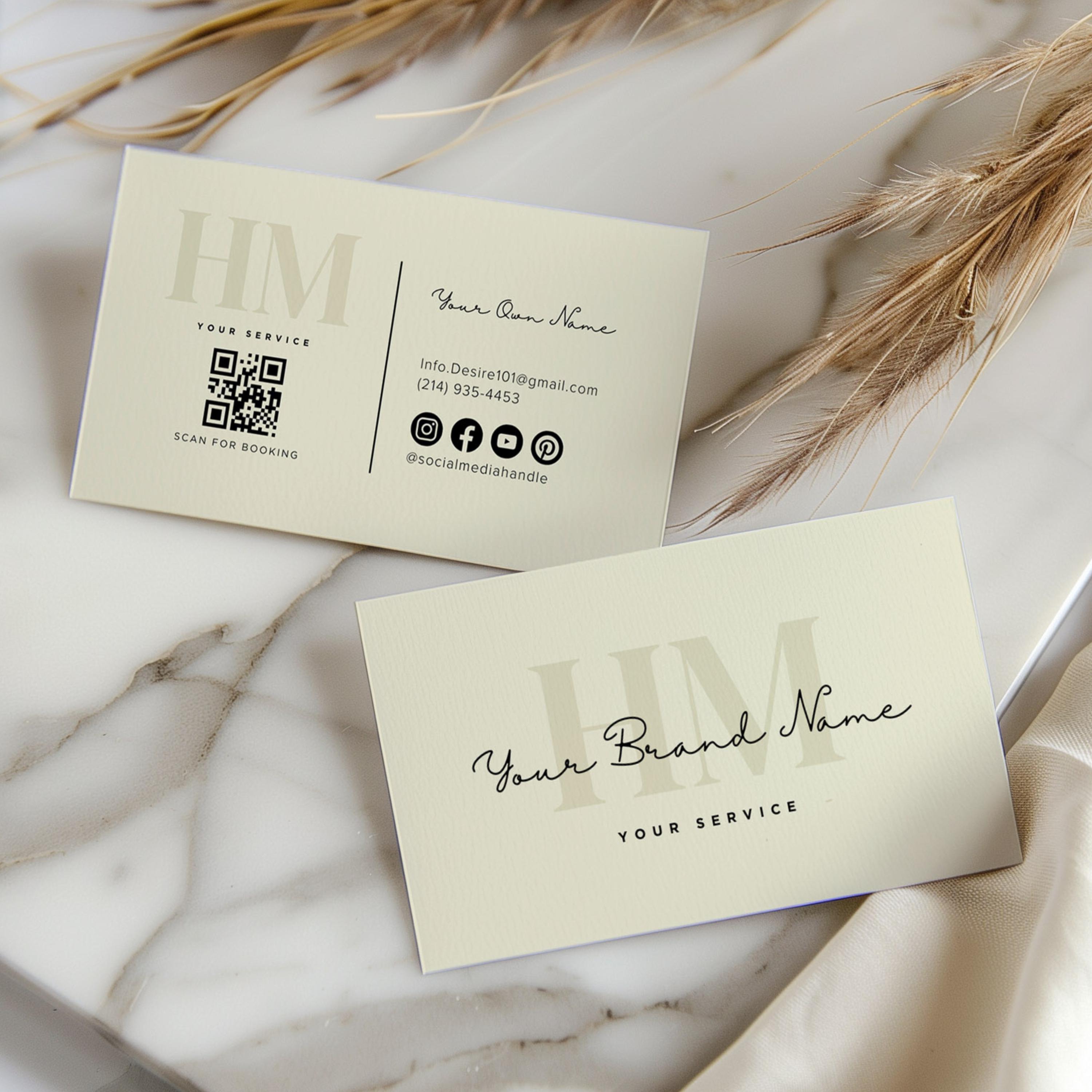 Business Card Template Canva QR Code, Boho Business Card, Luxury Salon Business Card, PMU, Lash Tech, Hair Stylist, Elegant Loyalty Card