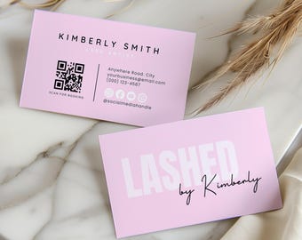 Lash Tech Business Card Template with QR Code Canva Editable, Esthetician Luxury Business Cards, Elegant Modern Loyalty Card, Hair Stylist