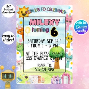 Sprunki Girls Birthday Party Invitation Template