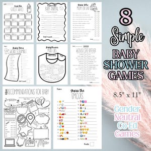 Baby Shower Games, Minimalist Gender Neutral Funny Baby Activities, Printable Simple Baby Shower Fun Games