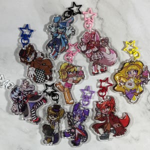 Haunted Animatronics 3 Inch Double Sided Acrylic Glitter Resin Keychains