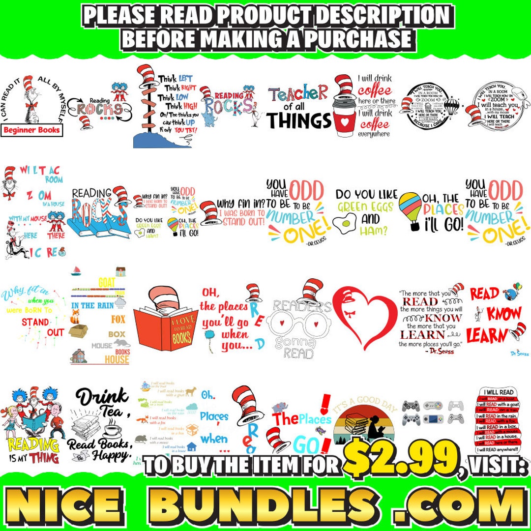 100 File Dr Seuss Svg Bundle Layered Item, Dr. Seuss Quotes Cat in the ...