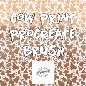 May include: Cow print Procreate brush, a digital art tool for creating realistic cowhide patterns. The brush is designed to be used with the Procreate app on iPad.