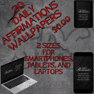 Get Inspired Daily: 20 Motivational Affirmation Wallpapers for Phone, Tablet, and Computer Only 6.99! Boost Your Mood & Productivity Today!