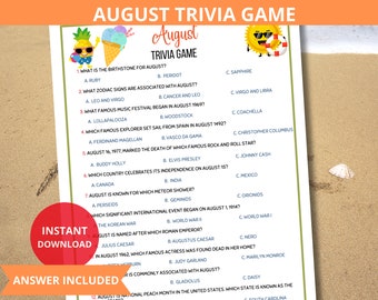 August Trivia Game,Summer Trivia Quiz,summer Party Games,summer trivia,Summer Family Quiz,sumertirme quiz,family trivia game,August  quiz