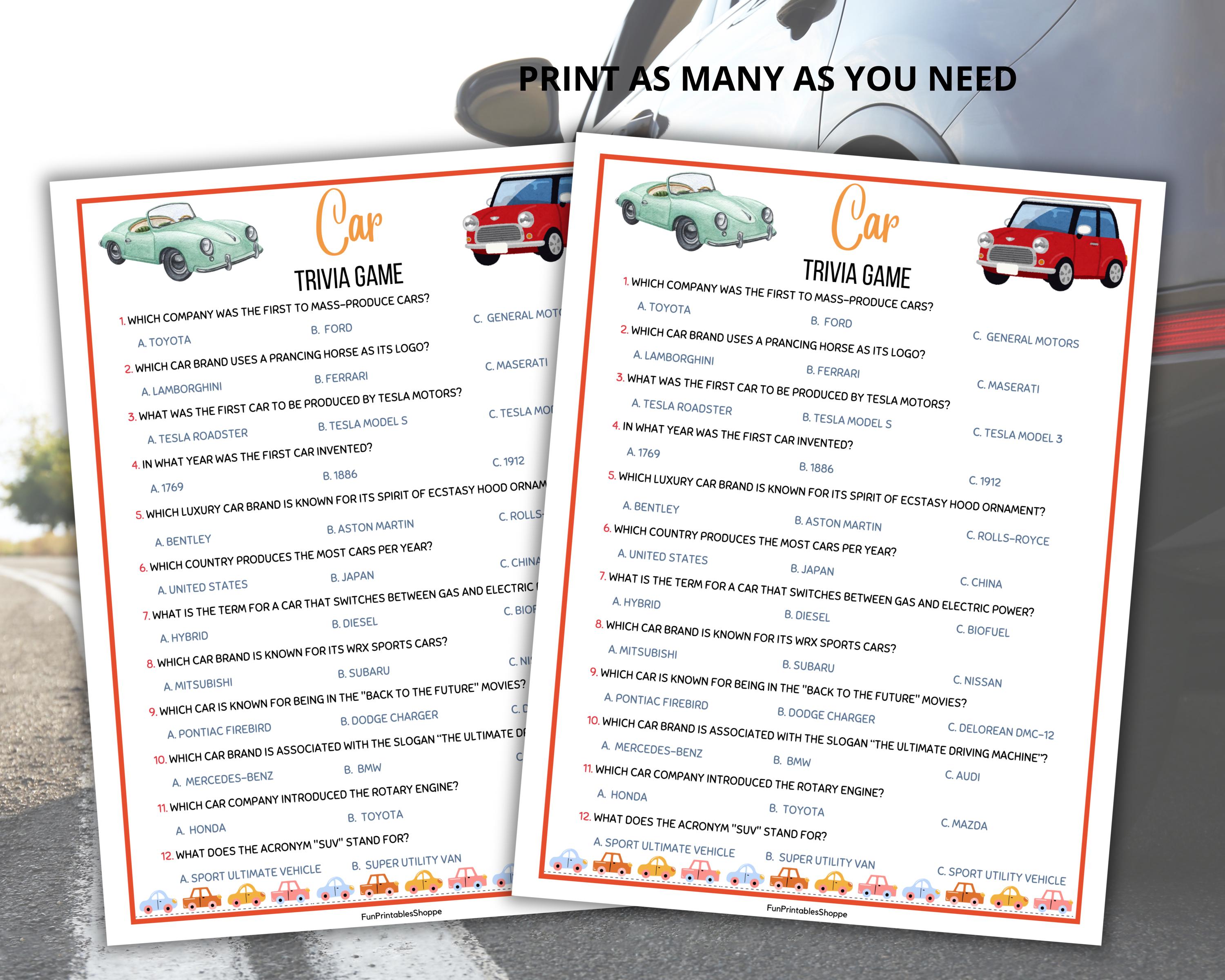 Car Trivia Game,auto Trivia,vehicle Trivia,motor Trivia,racing Trivia ...