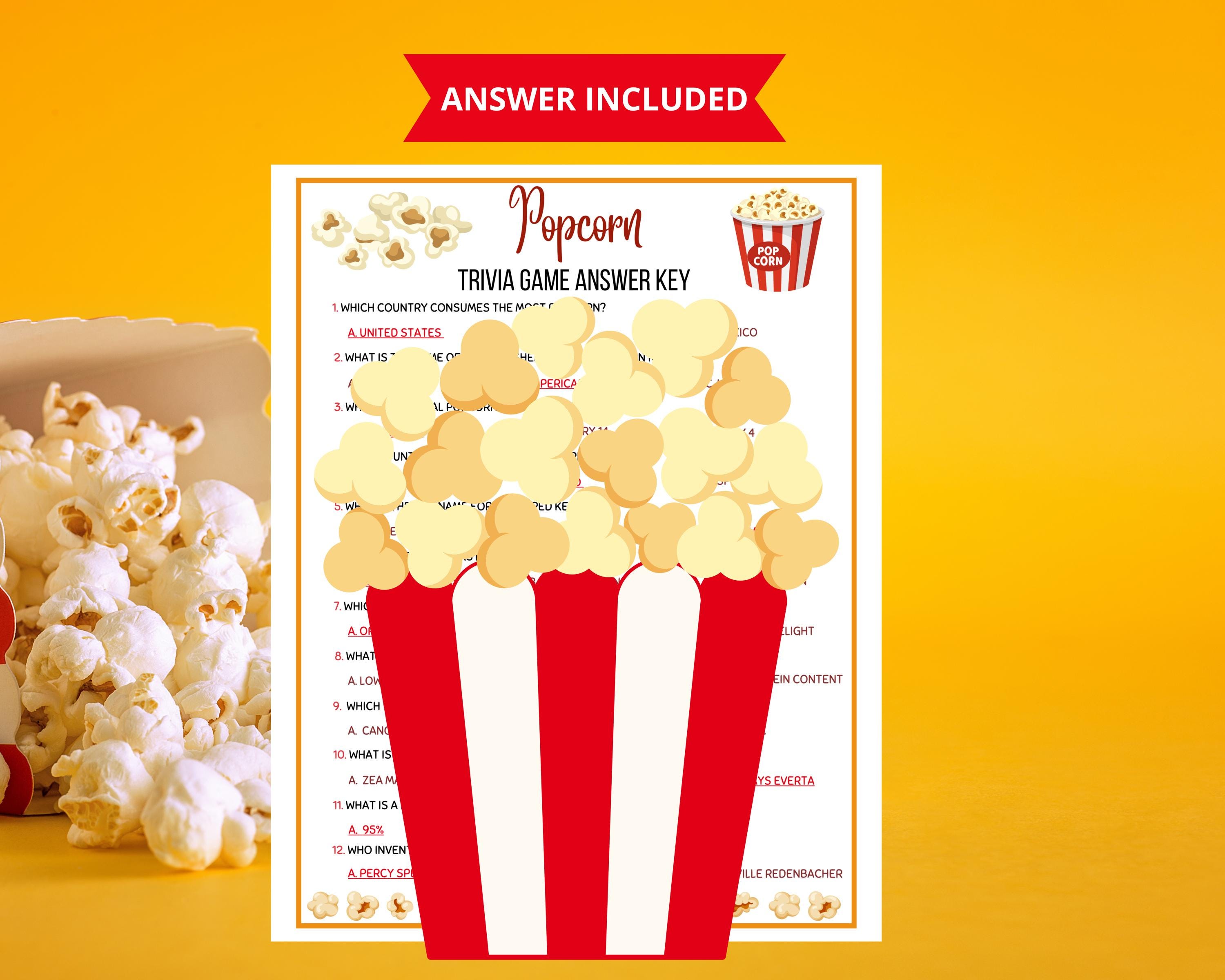 Popcorn Trivia Game popcorn Quiz Game food Trivia popcorn Bar Activity 