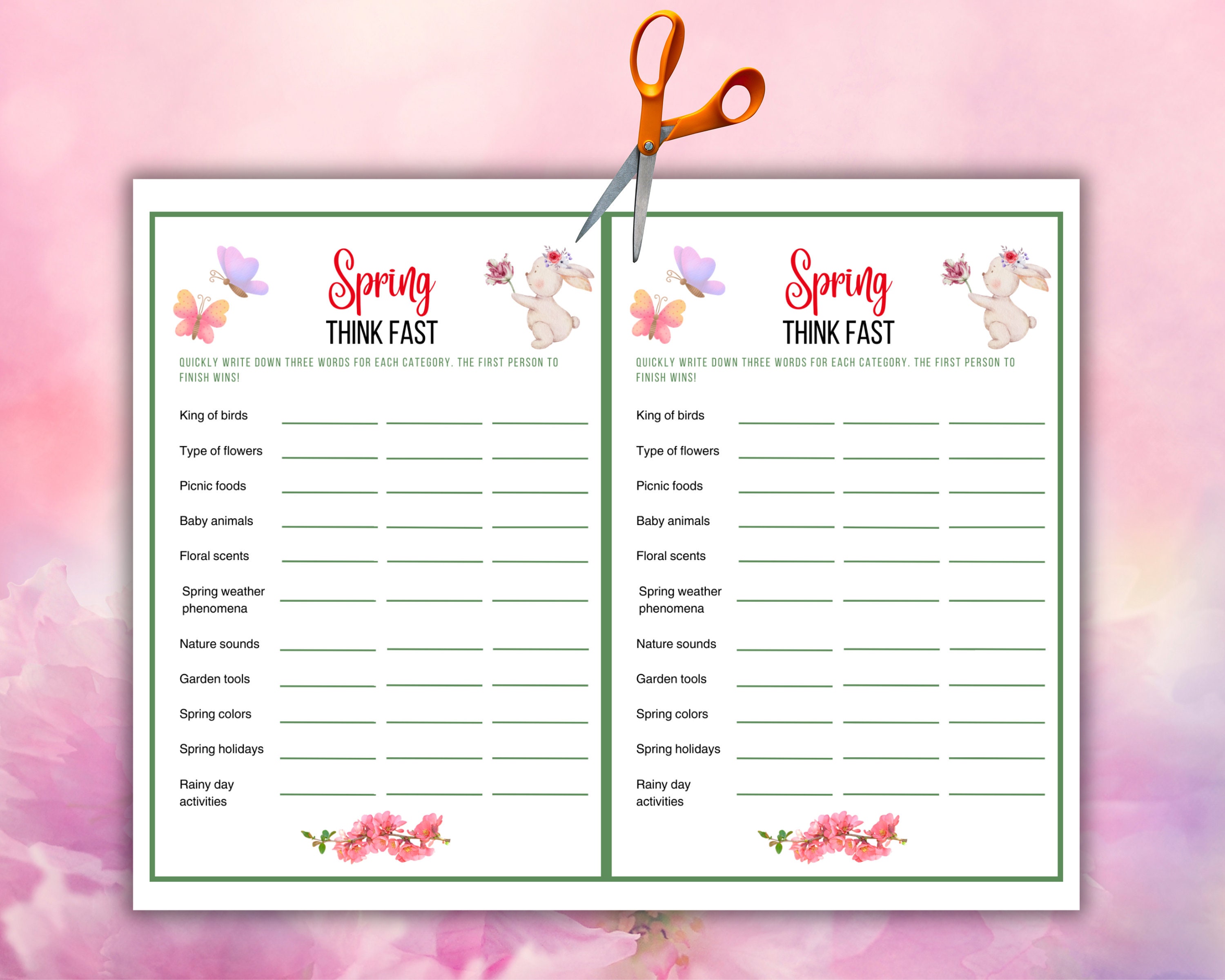 Spring Think Fast Game,quick Think Spring Game, Spring Classroom ...