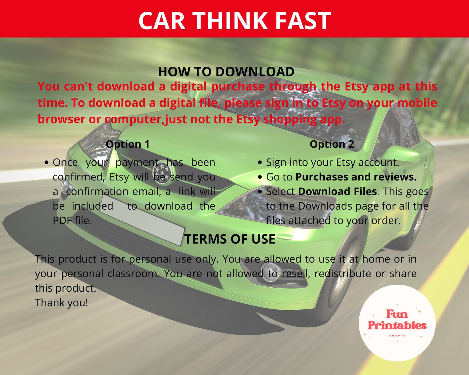 Car Think Fast Game,car Trivia Game,car Party Idea,auto Trivia,vehicle ...