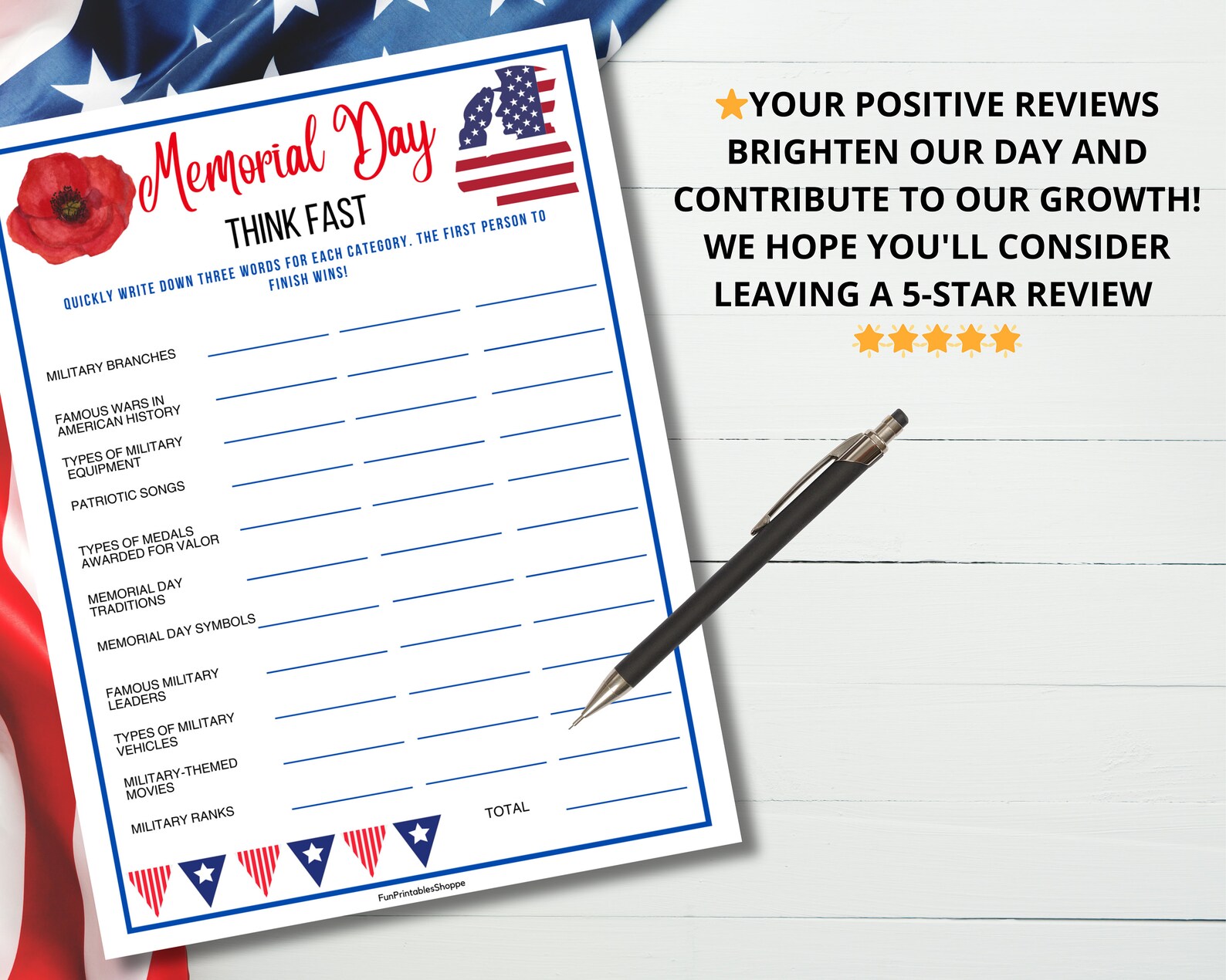 Memorial Day Think Fast,memorial Day Games,quick Think,memorial Day ...