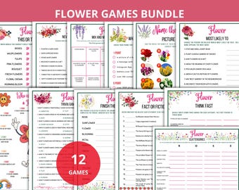 flower game bundle,flower Party Games,flower birthday party,flower trivia quiz,floral gams,garden party game,flower shower,spring icebreaker