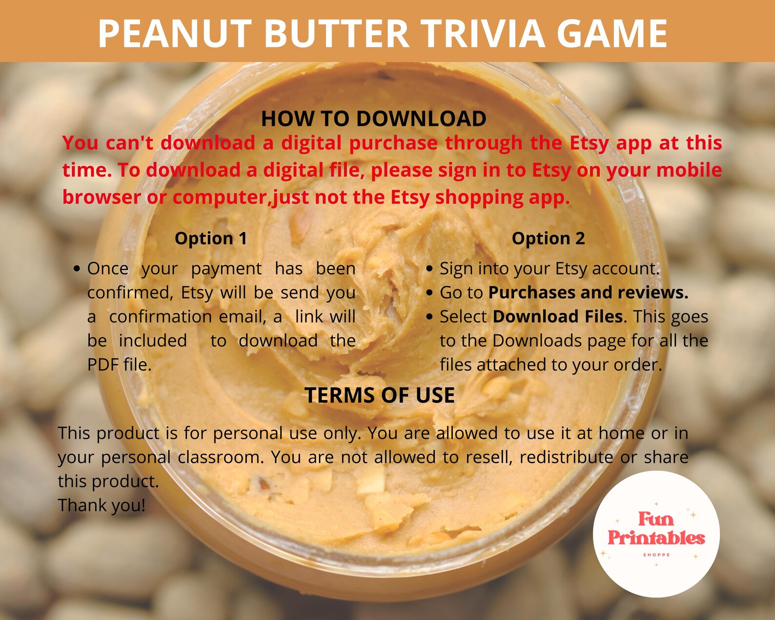 Peanut Butter Trivia Game,pb&j Trivia,peanut Fact Trivia,food Trivia ...