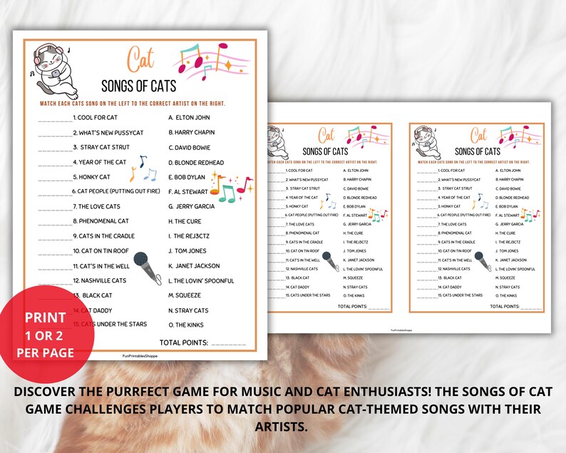 Songs of Cats Matching Game,cats Trivia,cats Song Match,pets Music Quiz ...