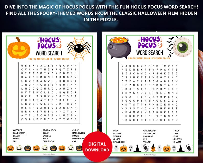 Perfect for family gatherings, classroom activities, or party games, this digital product adds a spellbinding twist to your Halloween festivities!