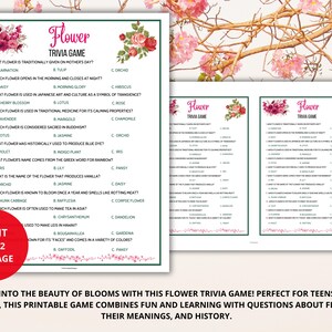 Flower Trivia,spring Trivia,flower Quiz,spring Quiz,flower Party Trivia ...