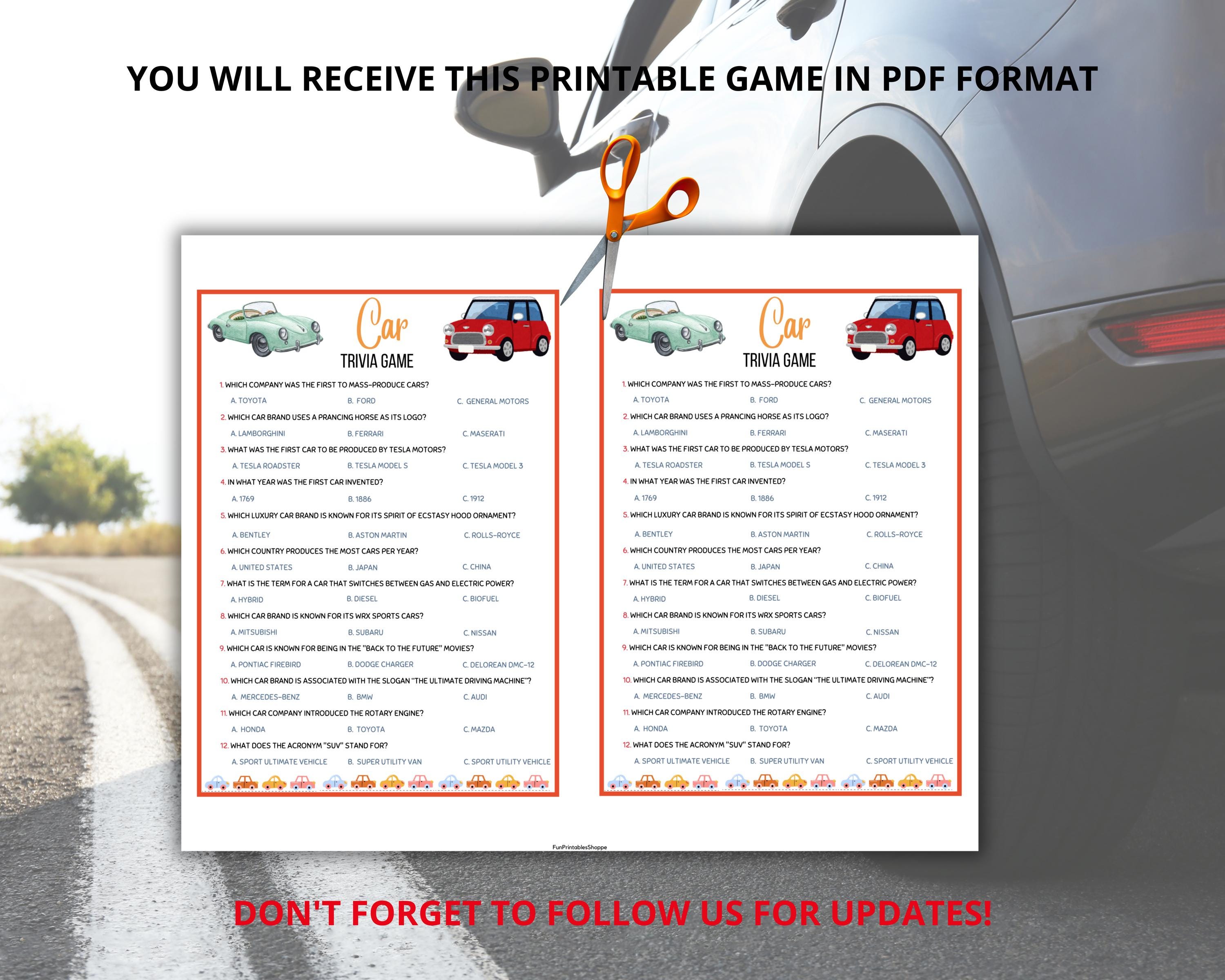 Car Trivia Game,auto Trivia,vehicle Trivia,motor Trivia,racing Trivia ...
