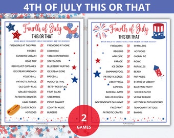 4th of july This or That,Independence Day Game,Fourth of July this or that,July 4th Party Game,Would You Rather,July 4th Activity,trivia
