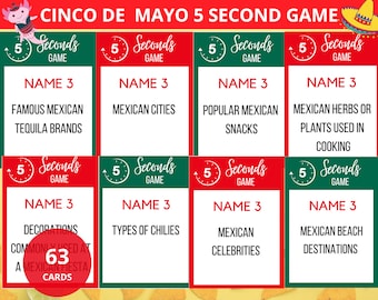 Cinco de Mayo 5 Second Game, mexican Party Games,Adults,cinco de mayo activities,cinco de mayo trivia,5 second rule,teens,mexican fiesta