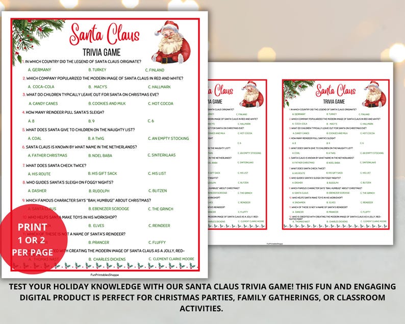 Explore fascinating questions about the history, myths, and traditions of Santa Claus. Download now for a festive and educational holiday experience!