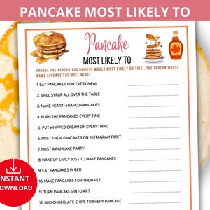 most likely to game,slumber party games,pancake party game,pancake day activity,breakfast party game,brunch party game,pancake pajama party
