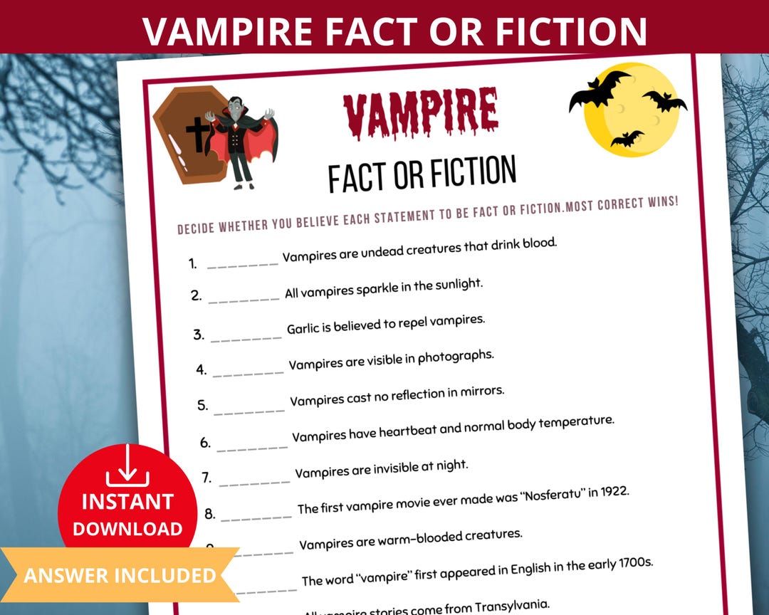 Vampire Fact or Fiction,vampire Trivia Game,vampire True or False ...