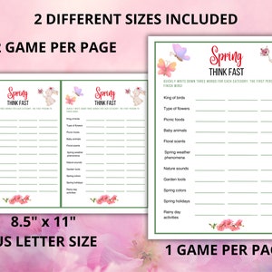 Spring Think Fast Game,quick Think Spring Game, Spring Classroom ...