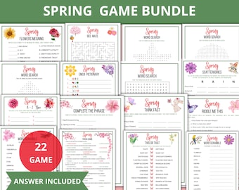 Spring Games bundle, spring trivia bundle,Spring Games for Adults Seniors,Fun Spring Party, Spring Quiz, Spring Activities, Fun Family Game