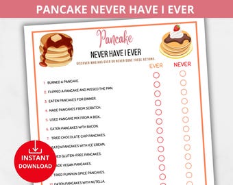 pancake Never Have I Ever Game,pancake trivia,pancake quiz,pancake party Games,Ever or Never,dessert Party Games,pancake and pajamas,food
