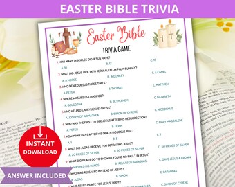Easter Bible Trivia Game,Christian Easter Trivia question,Easter Bible Story Quiz,Bible Trivia quiz,Easter Religious Game,Easter Dinner game