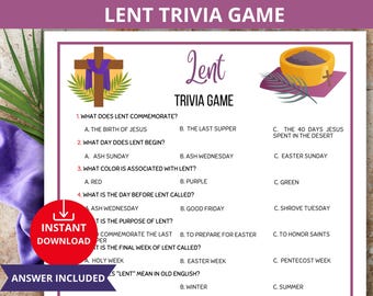 Lent Trivia Game,Lent Trivia Quiz,Lenten Party Game,easter bible trivia,bible trivia,ash Wednesday,lenten activity,Catholic Lenten Games