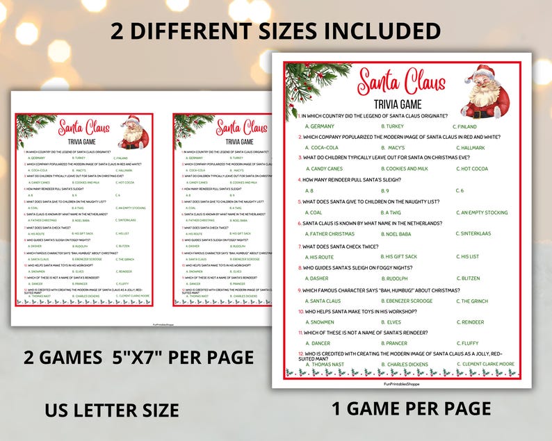 Test your holiday knowledge with our Santa Claus Trivia Game! This fun and engaging digital product is perfect for Christmas parties, family gatherings, or classroom activities.