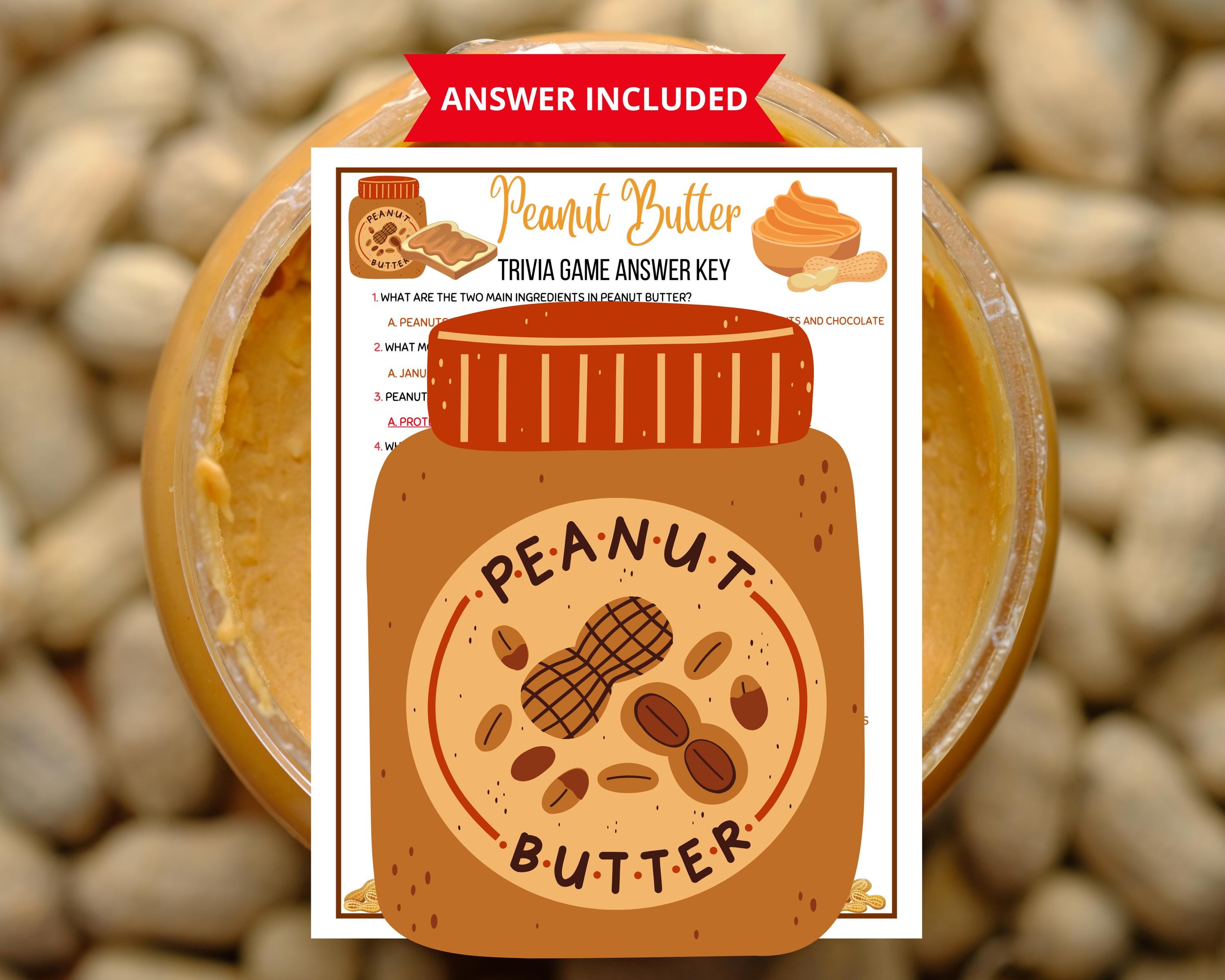 Peanut Butter Trivia Game,pb&j Trivia,peanut Fact Trivia,food Trivia ...