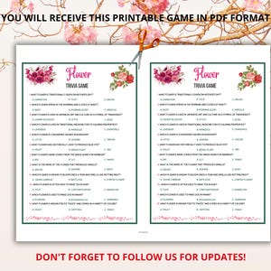 Flower Trivia,spring Trivia,flower Quiz,spring Quiz,flower Party Trivia ...