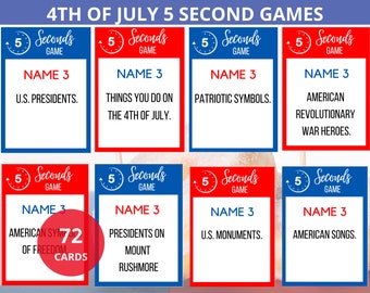 4th of july 5 Second Game,Summer Party Game,4th of july Trivia,July 4th 5 Second Rule,Independence Day Game,patriotic game,Fourth July Game