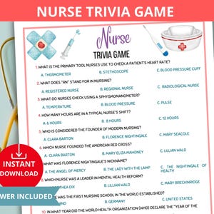 Nurse Trivia Game,Nurse Quiz,Nurse Appreciation Game,Healthcare Trivia,Medical trivia,Nurse Activity,Nurse Graduation game,nursing trivia
