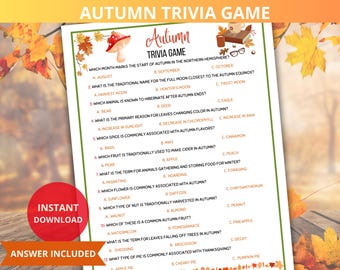 Peut inclure: Un jeu de questions-réponses sur l'automne à imprimer avec 12 questions et des réponses à choix multiples. Le jeu présente un thème automnal avec un champignon, des feuilles et des lunettes.
