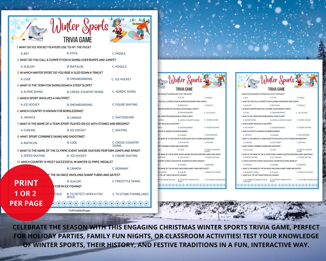 Winter Sports Riddles Winter Sports Trivia,winter Trivia Game,sports Trivia Game,sports Theme ...