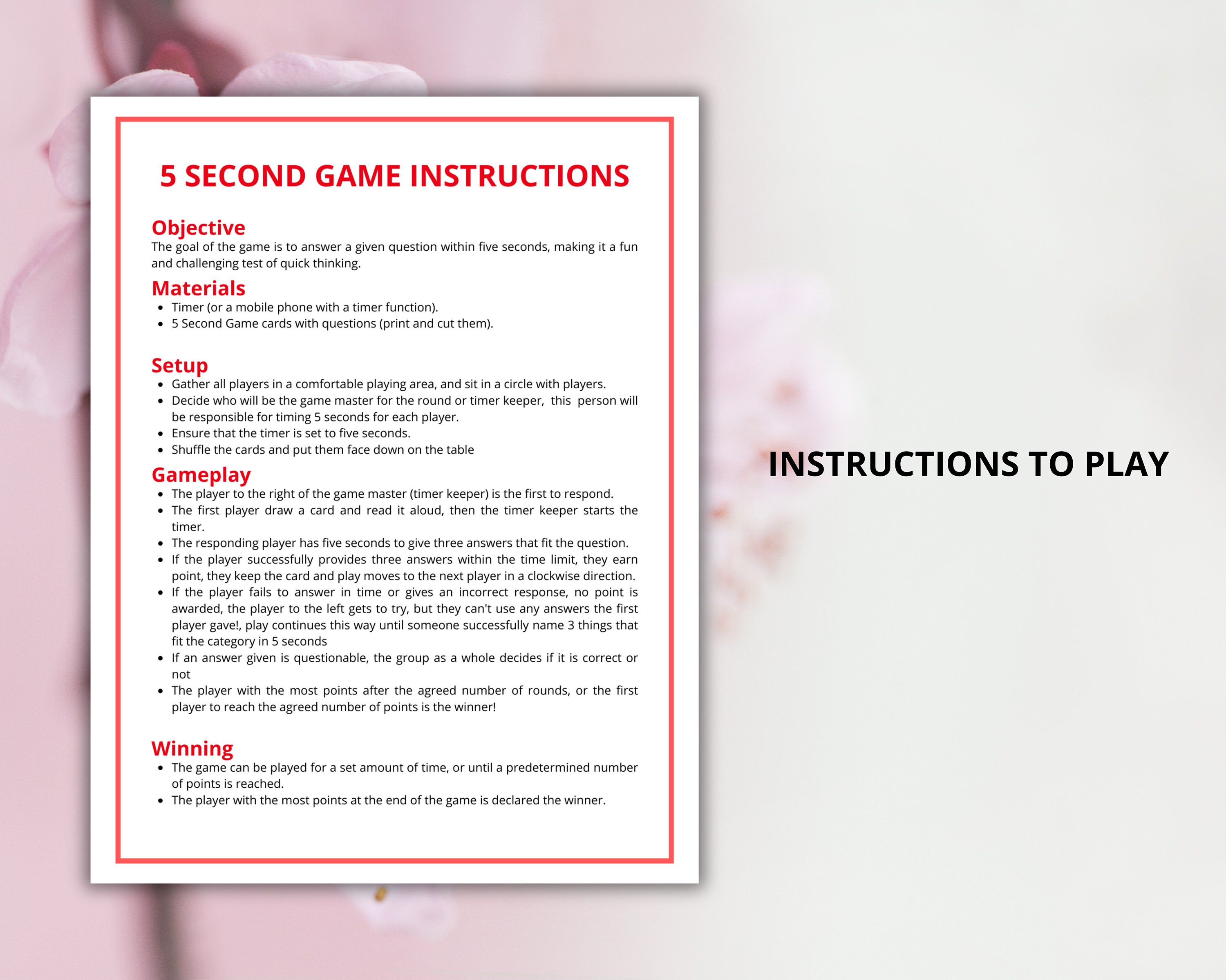 Spring 5 Second Game, Ice Breaker Games,spring Activity Kids,spring ...