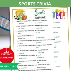 Sports Trivia Game,Sports Theme Trivia,Basketball trivia,Baseball quiz,Soccer trivia,Summer sport,Winter Sport,trivia matching,holiday party