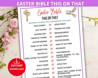Easter bible This Or That Game,Easter bible Would You Rather,Easter bible trivia,christian easter game,easter party game,icebreaker trivia